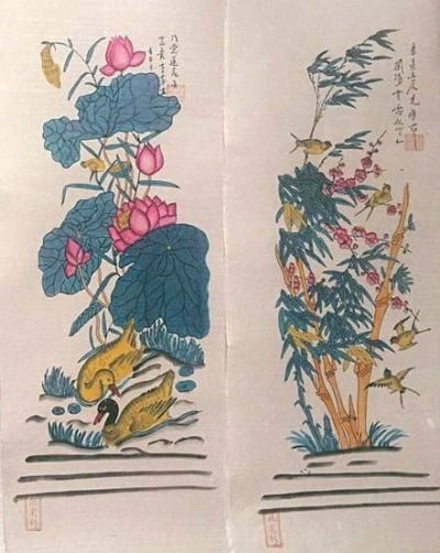 Tết đến Xuân về lấp lánh tranh Đông Hồ giấy Điệp